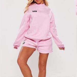 PrettyLittleThing Light Pink Shorts &Sweater Lounge Set